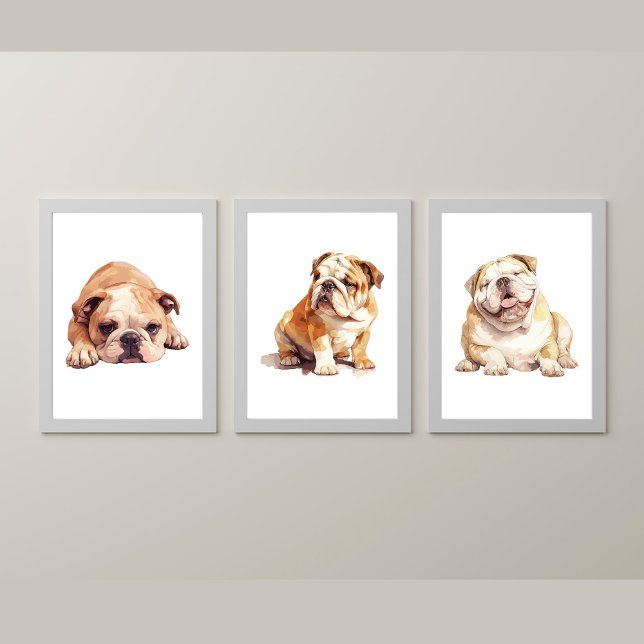 Sets De Impresiones Bulldog Inglés Wall Art, Poster de Bulldog (Subido por el creador)