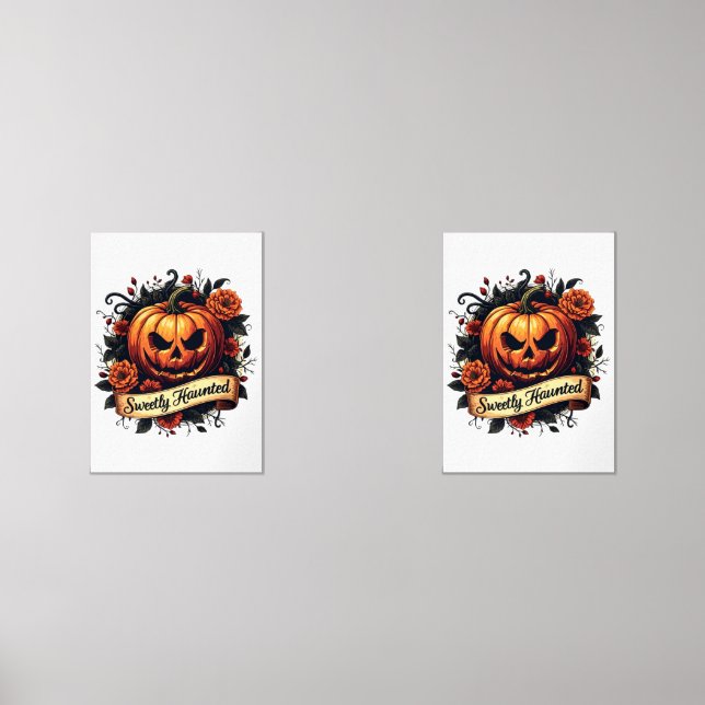 Sets De Impresiones Calabaza veneciana dulce | Halloween floral (Anverso)