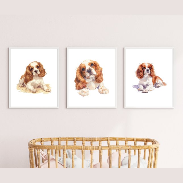 Sets De Impresiones Cavalier Spaniel Poster, Puppy Nursery Print (Subido por el creador)