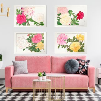 Sets De Impresiones Colección de flores de Rosa de época Tanigami Kona
