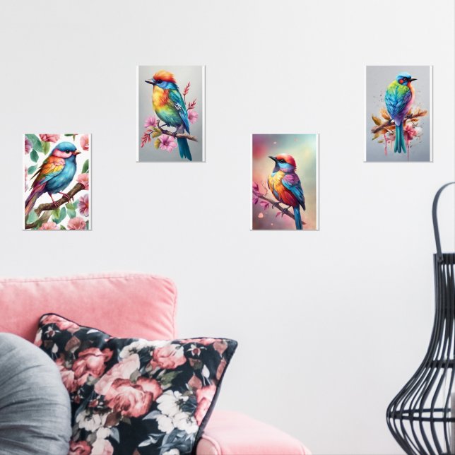 Sets De Impresiones Colorful birds (Sala de estar)