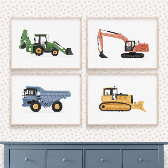 Sets De Impresiones Coloridos Vehículos de Construcción Habitación par (Subido por el creador)