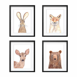 Sets De Impresiones Conjunto de animales de bosque de color de agua du