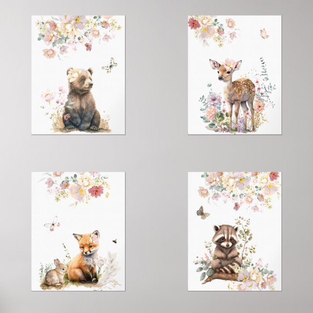 Sets De Impresiones Conjunto de guarderías de animales de Woodland (Anverso)