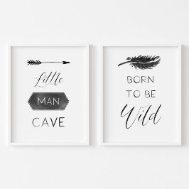 Sets De Impresiones Cueva de hombre nacida como poster salvaje de guar