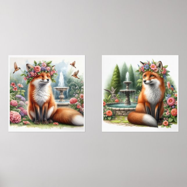 Sets De Impresiones Curado Fox de Woodland en juego de impresión de ja (Anverso)