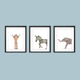 Sets De Impresiones Curso 16x20 Nursery de acuarela de color animal de