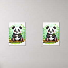 Sets De Impresiones Cute Cartoon Panda on Bamboo Patch
