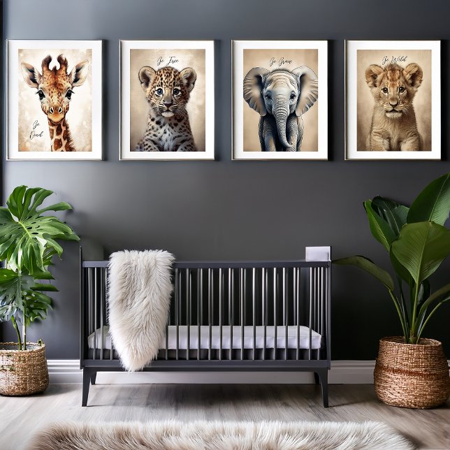 Sets De Impresiones Decoración de guardería Animales de la jungla impr (Nursery Decor Jungle Animals with Editable Captions Prints Photo Tile Poster (Framing Available))