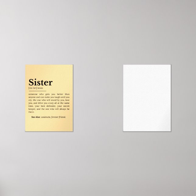 Sets De Impresiones Definición de hermana: Mejor Amigo, Confiante (Anverso)