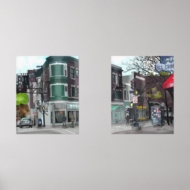 Sets De Impresiones Dibujo del centro de Madison, Wisconsin (Anverso)