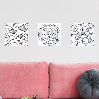 Sets De Impresiones Diseño abstracto hecho a mano flores