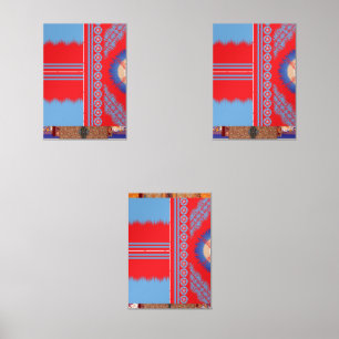 Sets De Impresiones diseño de un patrón rojo y azul