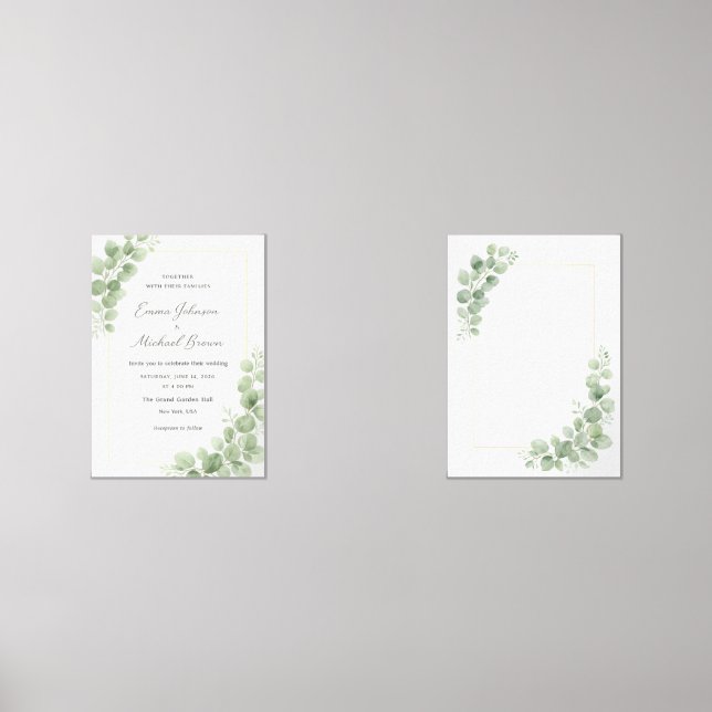 Sets De Impresiones Elegant Greenery Botanical Wedding Invitation  (Anverso)