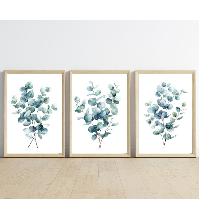 Sets De Impresiones Eucalyptus Acuarela Botánica (Eucalyptus Watercolor Wall Art Set of three)
