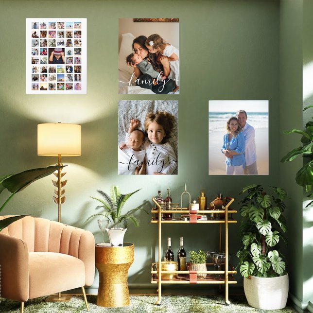 Sets De Impresiones Familia Collage de fotos de personalizado (Custom Photograph Collage Family Wall Art Sets from Ricaso. Add own photos to these family prints)