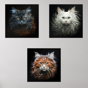 Sets De Impresiones FANTASTICAS Ragdoll Angora Ginger Cat Retratos