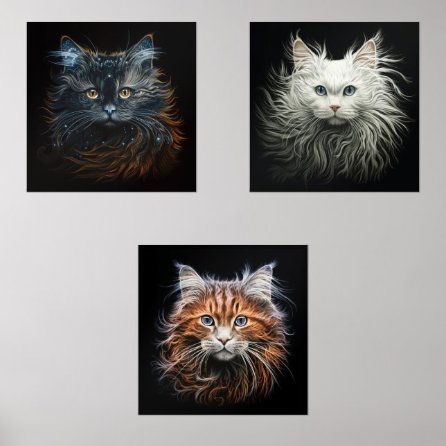 Sets De Impresiones FANTASTICAS Ragdoll Angora Ginger Cat Retratos (Anverso)