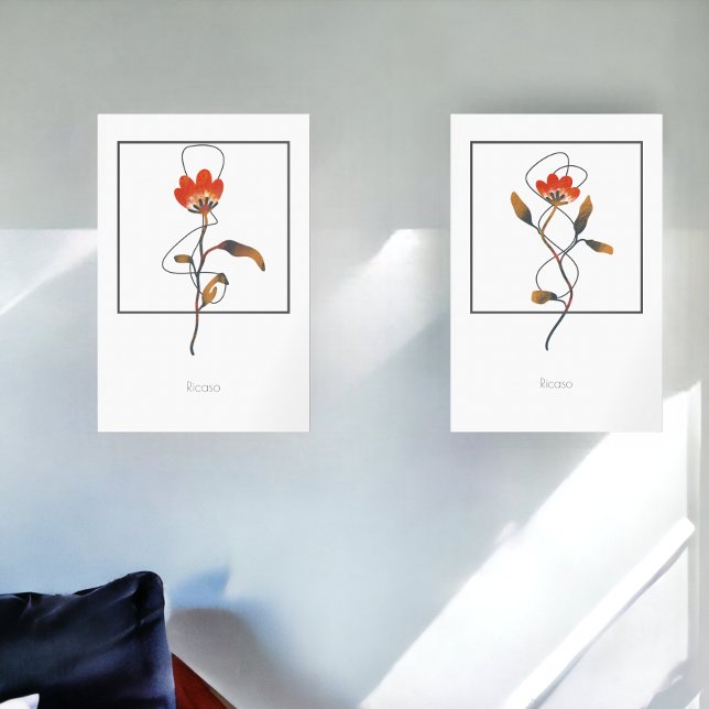 Sets De Impresiones Flores de un solo stem con detalle abstracto (Single Stem Flowers with Abstract Detail Wall Art Sets from Ricaso)