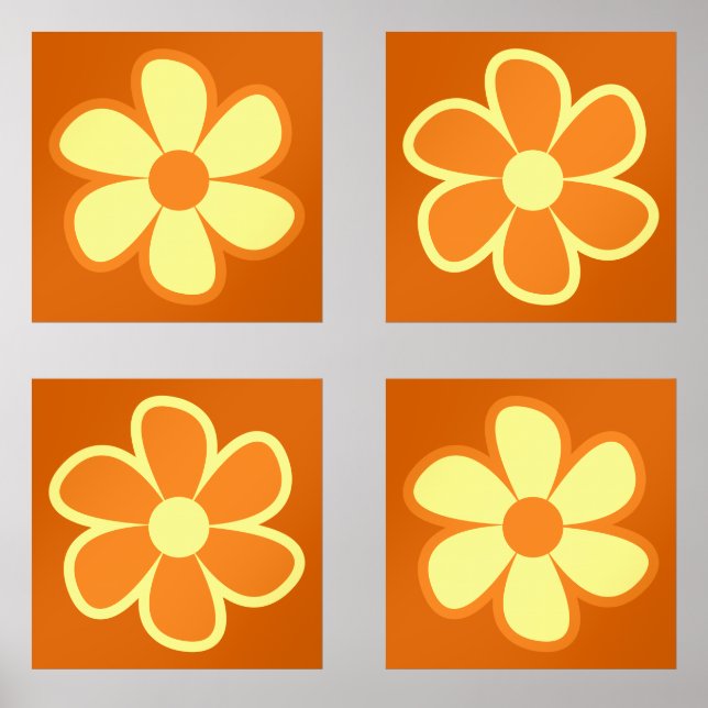 Sets De Impresiones Fun Funky 60s 70s Retro Flower (Anverso)