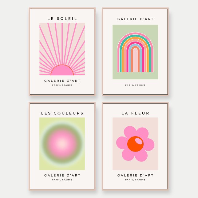 Sets De Impresiones Galería Rosa Y Verde Wall Boho Galería Trendy (Subido por el creador)