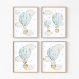 Sets De Impresiones Globo de aire caliente azul, animales comestibles,