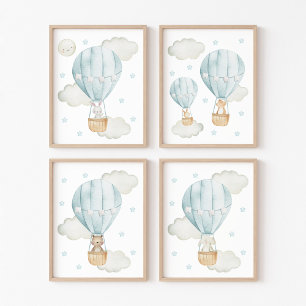 Sets De Impresiones Globo de aire caliente azul, animales comestibles,