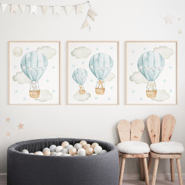 Sets De Impresiones Globo de aire caliente azul, animales comestibles,