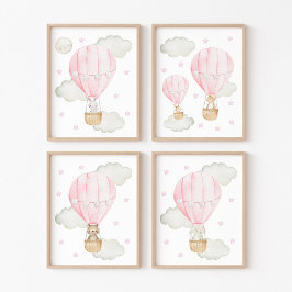Sets De Impresiones Globo rosa de aire caliente, animales comestibles,