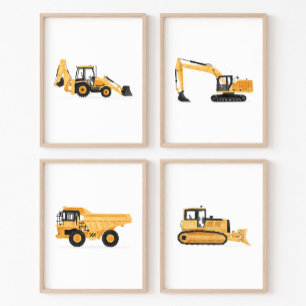 Sets De Impresiones Habitación para niños de vehículos de construcción