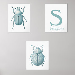 Sets De Impresiones Habitación personalizada de insectos azules de esc
