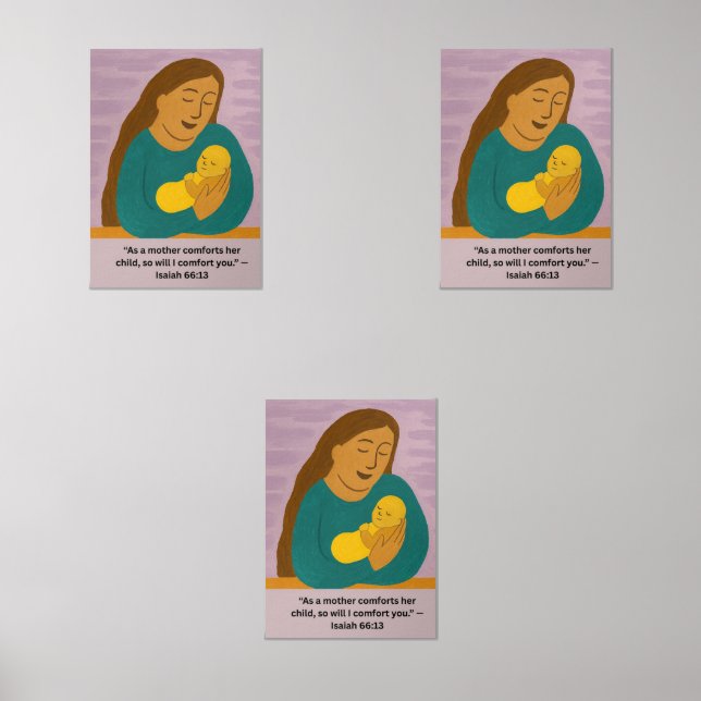 Sets De Impresiones Isaiah 66:13 Comforting Mother and Baby Postcard (Anverso)