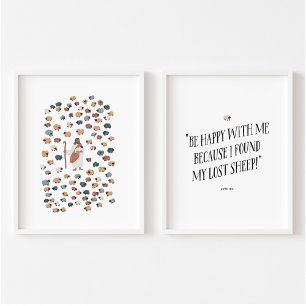 Sets De Impresiones Jesús y el conjunto de ovejas perdidas de 2 poster