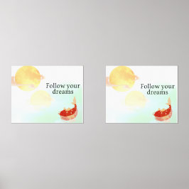 Sets De Impresiones Koi Fish Dream Quote Art Print – "Follow Your Drea