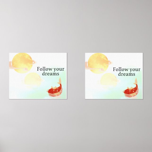 Sets De Impresiones Koi Fish Dream Quote Art Print – "Follow Your Drea (Anverso)