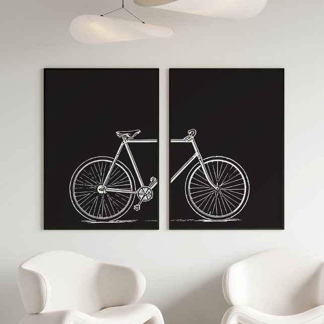Sets De Impresiones Línea de bicicletas en blanco y negro Arte moderno (Subido por el creador)