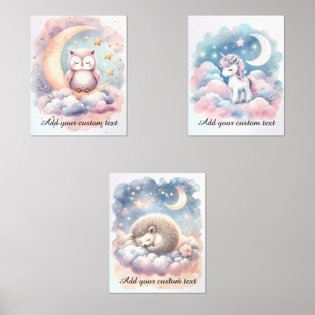 Sets De Impresiones Magical Celestial Nursery Baby Room Personalizable (Anverso)