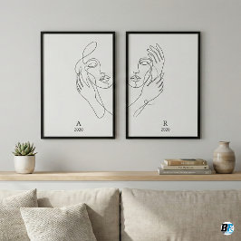 Sets De Impresiones Minimalist Couple Line Art Personalized Abstract 