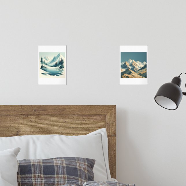 Sets De Impresiones Minimalistische Alpenlandschaft - Ruhe und Natur (Dormitorio)
