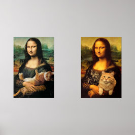 Sets De Impresiones Mona Lisa sosteniendo sus gatos