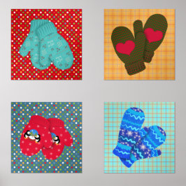 Sets De Impresiones Navidades de punto Mittens puntos y plaid