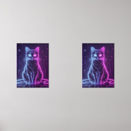 Sets De Impresiones **Neon Cat Design – Glowing Futuristic Feline Art*