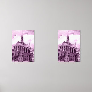 Sets De Impresiones Neon pink and cobalt bridge arcs over a luminous c