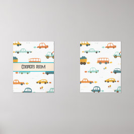 Sets De Impresiones nombre de coche personalizado azul pastel y naranj