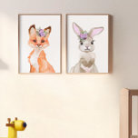 Sets De Impresiones Nursery Watercolor Fox y Bunny<br><div class="desc">Este diseño se puede personalizar eligiendo la opción Editar diseño. También puede transferir a otros artículos. Póngase en contacto conmigo en colorflowcreations@gmail.com o utilice la opción de chat en la parte superior de la página si desea tener este diseño en otro producto o necesita ayuda con este diseño. Ver más...</div>