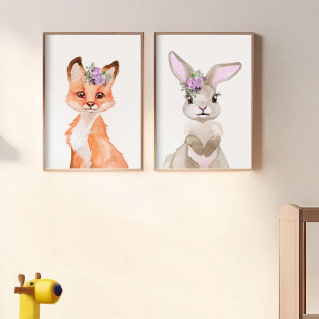 Sets De Impresiones Nursery Watercolor Fox y Bunny (Subido por el creador)