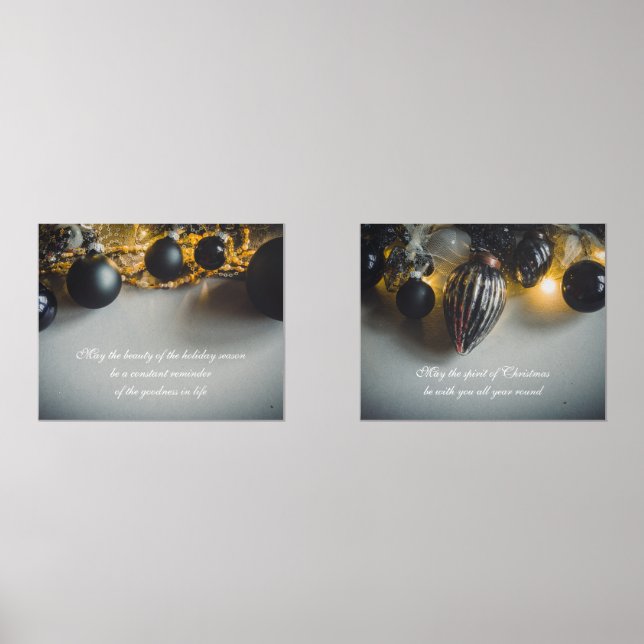 Sets De Impresiones Ornamentos de Navidad Gris Negro con tierras de cu (Anverso)