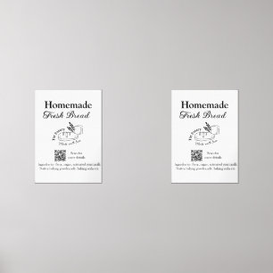 Sets De Impresiones Panadería de pan fresco añada ingredientes Q r cód