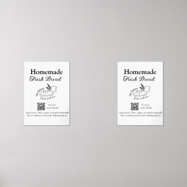 Sets De Impresiones Panadería de pan fresco añada ingredientes Q r cód (Anverso)