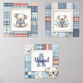 Sets De Impresiones Patchwork Denim Koala Personalized Nursery Prints